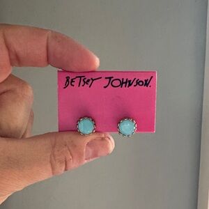 Betsey Johnson Silver and Aqua Earrings